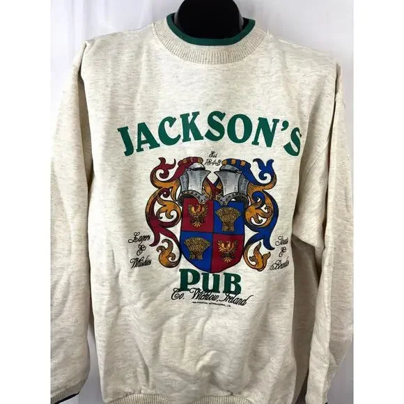 VTG 90s Jackson's Pub Co. Wicklow Ireland Crewneck Sweatshirt Men's LARGE New